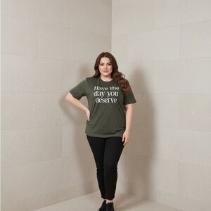 Torrid Classic Heritage Jersey Size 1/XL (14-16) Olive Inspirational Tee NWT